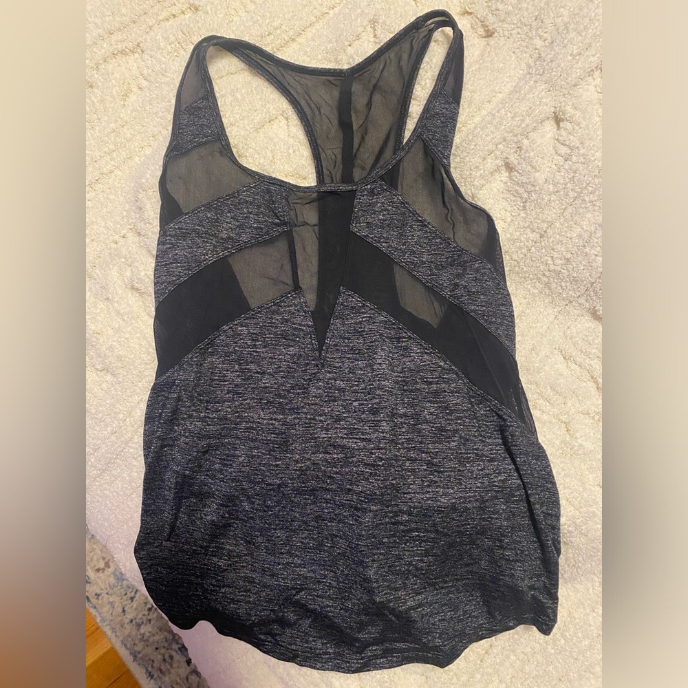 ATHLETIC TANK | mesh grey and black cut out racer back tank size M